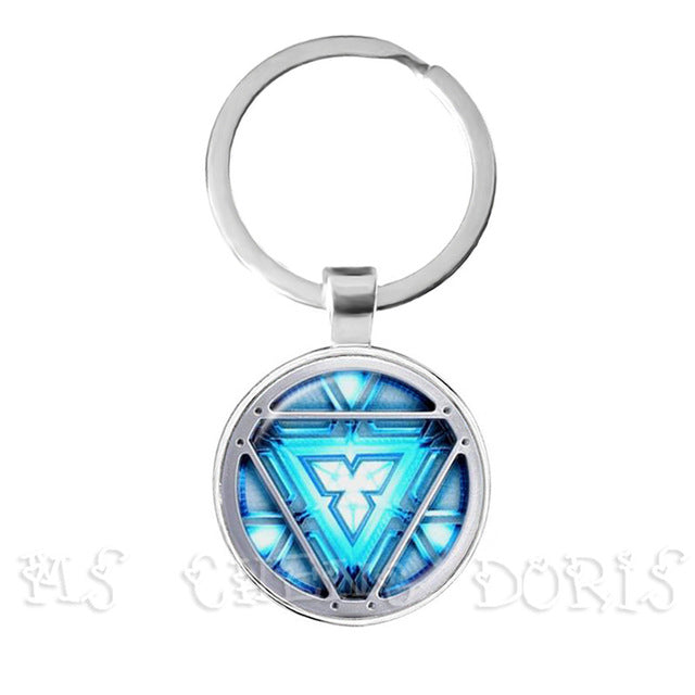 Glass Cabochon Pendant Marvel Iron Man Tony Stark Arc Reactor Keychains The Avengers 4 Endgame Quantum Realm Film Souvenir