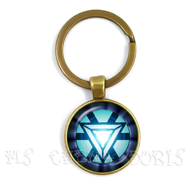 Glass Cabochon Pendant Marvel Iron Man Tony Stark Arc Reactor Keychains The Avengers 4 Endgame Quantum Realm Film Souvenir