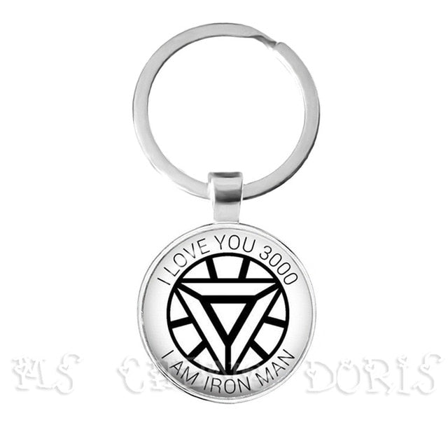 Glass Cabochon Pendant Marvel Iron Man Tony Stark Arc Reactor Keychains The Avengers 4 Endgame Quantum Realm Film Souvenir