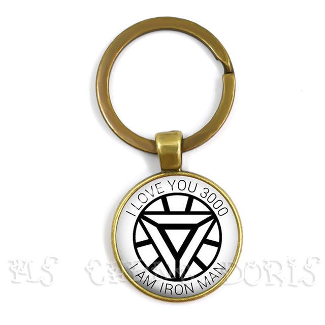 Glass Cabochon Pendant Marvel Iron Man Tony Stark Arc Reactor Keychains The Avengers 4 Endgame Quantum Realm Film Souvenir