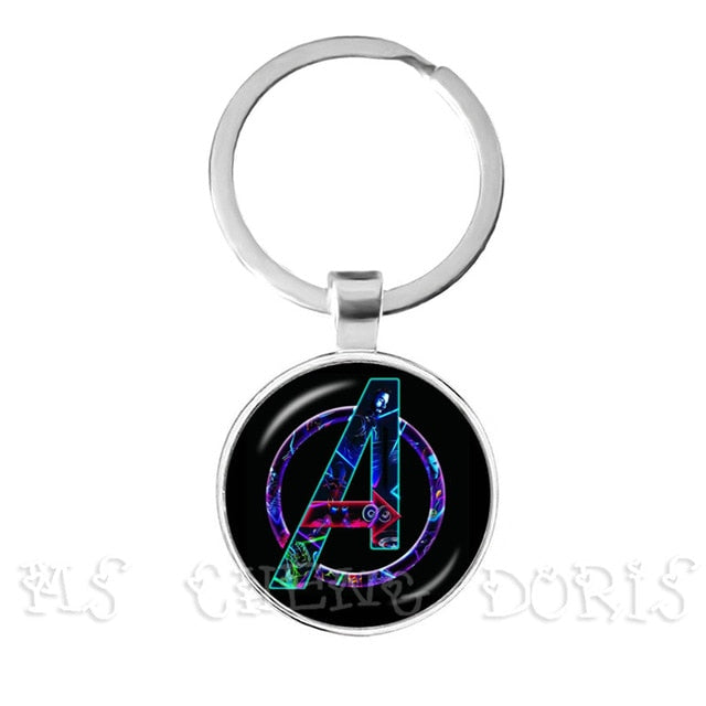 Glass Cabochon Pendant Marvel Iron Man Tony Stark Arc Reactor Keychains The Avengers 4 Endgame Quantum Realm Film Souvenir