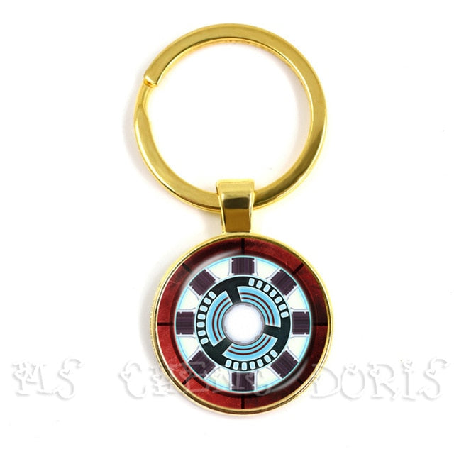 Glass Cabochon Pendant Marvel Iron Man Tony Stark Arc Reactor Keychains The Avengers 4 Endgame Quantum Realm Film Souvenir