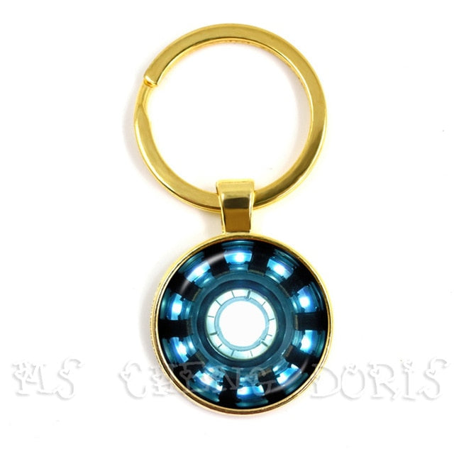 Glass Cabochon Pendant Marvel Iron Man Tony Stark Arc Reactor Keychains The Avengers 4 Endgame Quantum Realm Film Souvenir