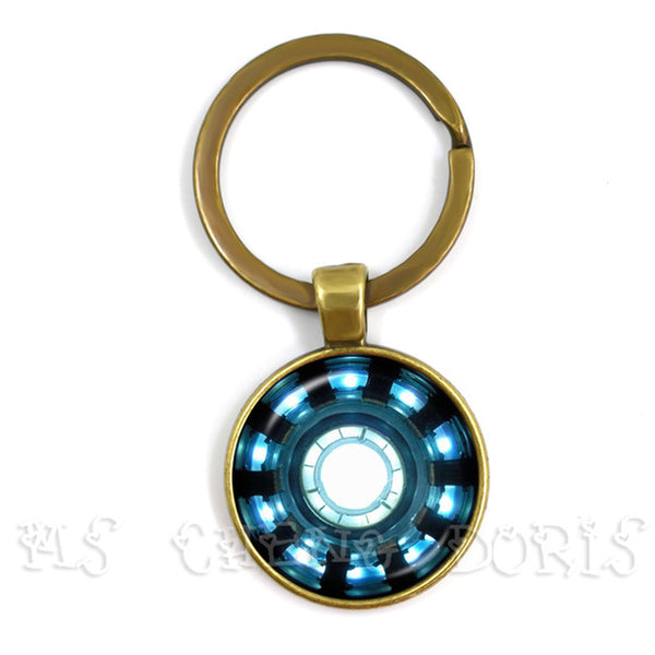 Glass Cabochon Pendant Marvel Iron Man Tony Stark Arc Reactor Keychains The Avengers 4 Endgame Quantum Realm Film Souvenir