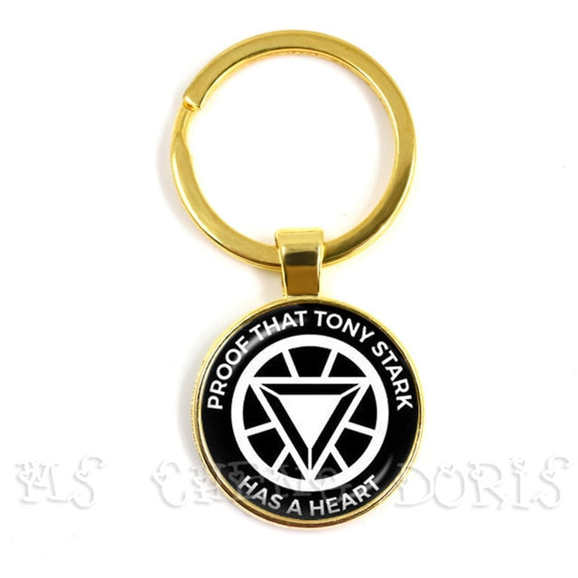 Glass Cabochon Pendant Marvel Iron Man Tony Stark Arc Reactor Keychains The Avengers 4 Endgame Quantum Realm Film Souvenir