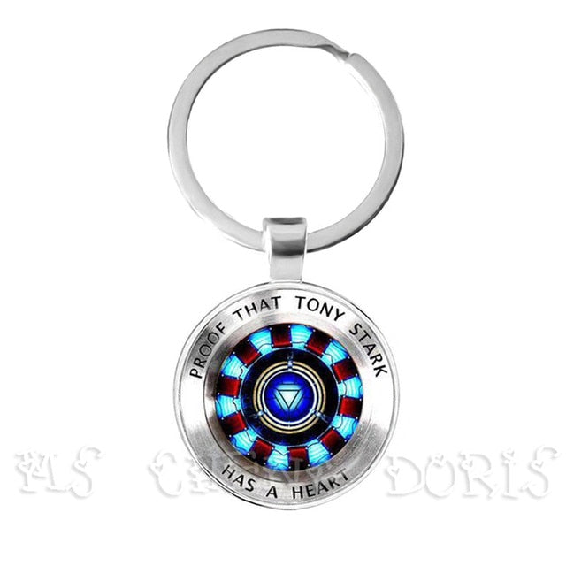 Glass Cabochon Pendant Marvel Iron Man Tony Stark Arc Reactor Keychains The Avengers 4 Endgame Quantum Realm Film Souvenir