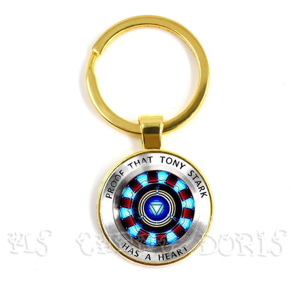 Glass Cabochon Pendant Marvel Iron Man Tony Stark Arc Reactor Keychains The Avengers 4 Endgame Quantum Realm Film Souvenir