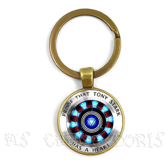 Glass Cabochon Pendant Marvel Iron Man Tony Stark Arc Reactor Keychains The Avengers 4 Endgame Quantum Realm Film Souvenir