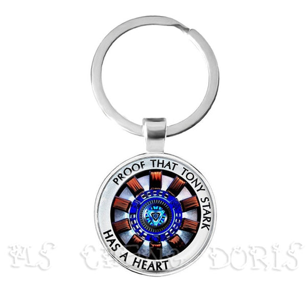 Glass Cabochon Pendant Marvel Iron Man Tony Stark Arc Reactor Keychains The Avengers 4 Endgame Quantum Realm Film Souvenir
