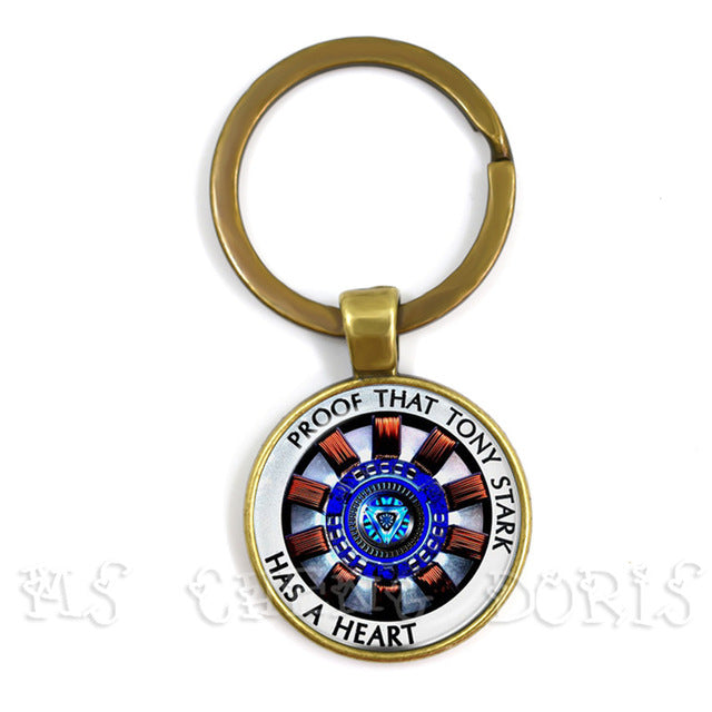 Glass Cabochon Pendant Marvel Iron Man Tony Stark Arc Reactor Keychains The Avengers 4 Endgame Quantum Realm Film Souvenir