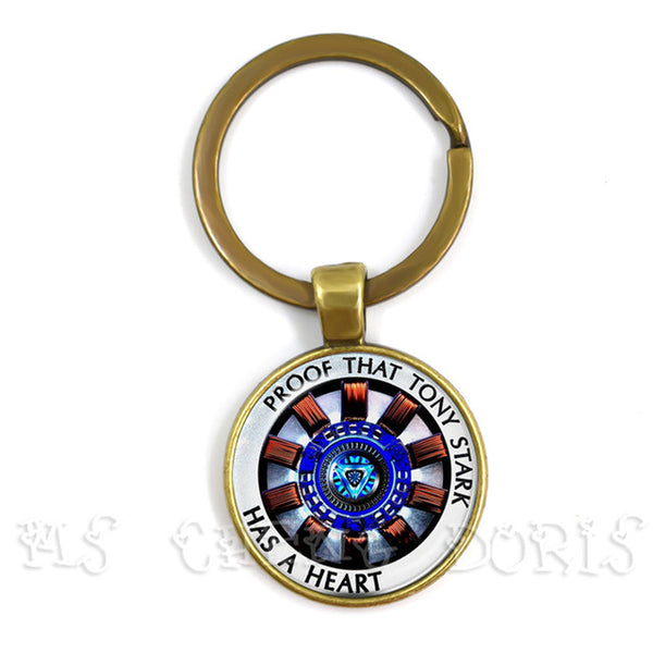 Glass Cabochon Pendant Marvel Iron Man Tony Stark Arc Reactor Keychains The Avengers 4 Endgame Quantum Realm Film Souvenir