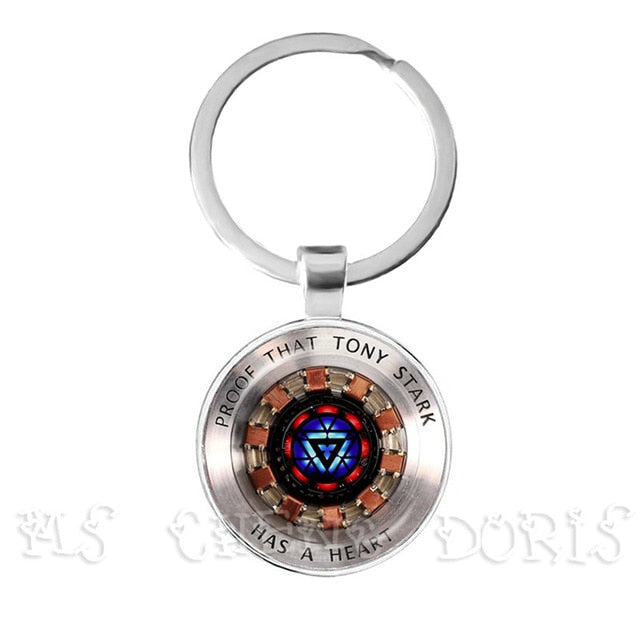 Glass Cabochon Pendant Marvel Iron Man Tony Stark Arc Reactor Keychains The Avengers 4 Endgame Quantum Realm Film Souvenir