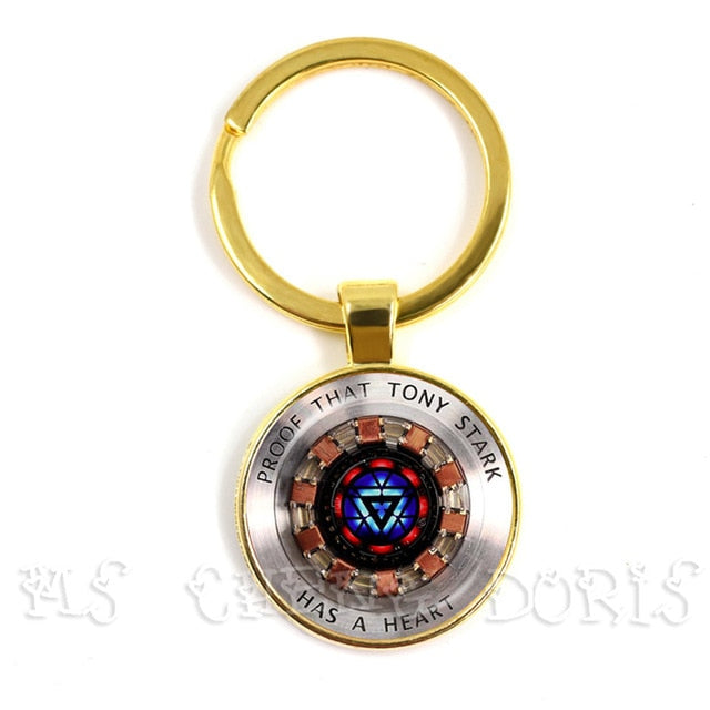 Glass Cabochon Pendant Marvel Iron Man Tony Stark Arc Reactor Keychains The Avengers 4 Endgame Quantum Realm Film Souvenir