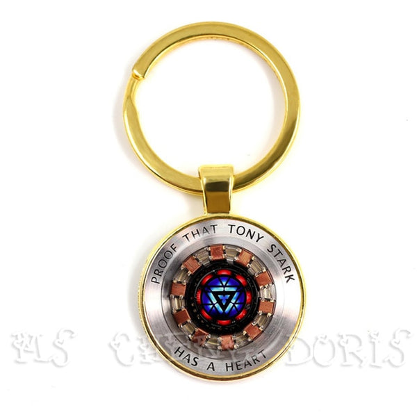 Glass Cabochon Pendant Marvel Iron Man Tony Stark Arc Reactor Keychains The Avengers 4 Endgame Quantum Realm Film Souvenir