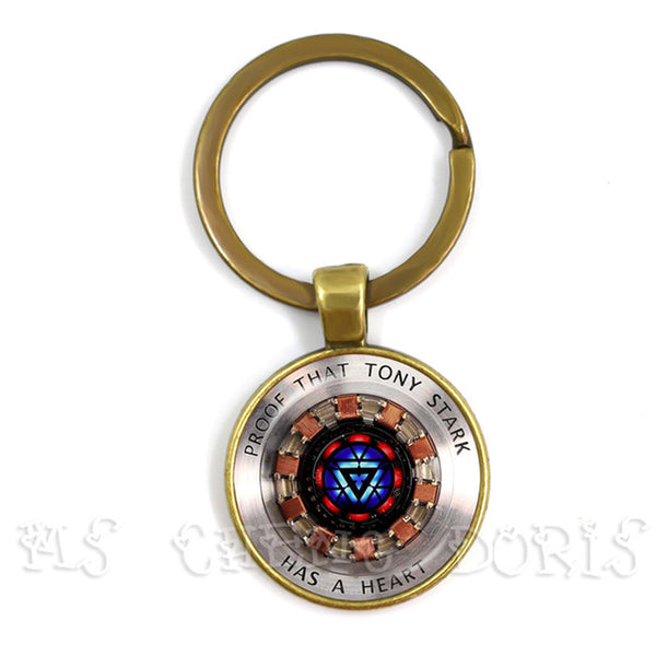 Glass Cabochon Pendant Marvel Iron Man Tony Stark Arc Reactor Keychains The Avengers 4 Endgame Quantum Realm Film Souvenir