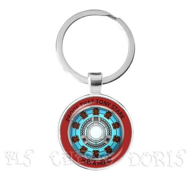 Glass Cabochon Pendant Marvel Iron Man Tony Stark Arc Reactor Keychains The Avengers 4 Endgame Quantum Realm Film Souvenir