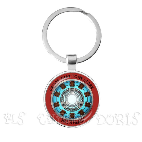 Glass Cabochon Pendant Marvel Iron Man Tony Stark Arc Reactor Keychains The Avengers 4 Endgame Quantum Realm Film Souvenir