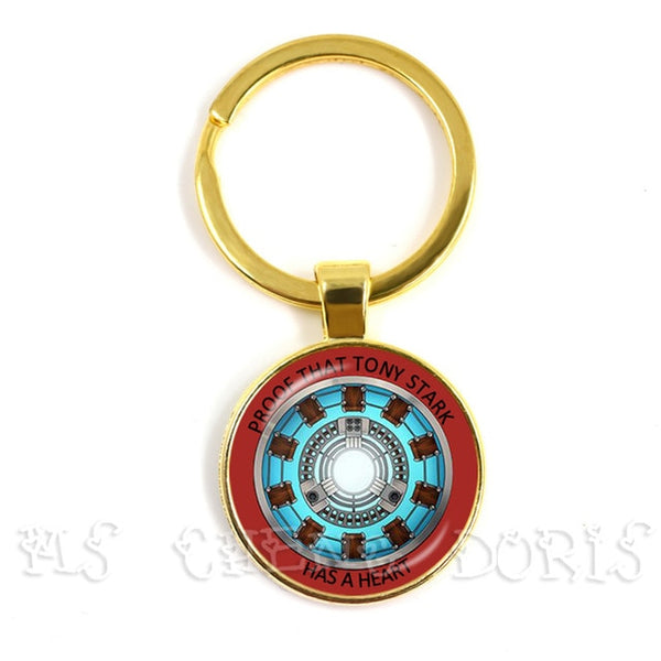 Glass Cabochon Pendant Marvel Iron Man Tony Stark Arc Reactor Keychains The Avengers 4 Endgame Quantum Realm Film Souvenir