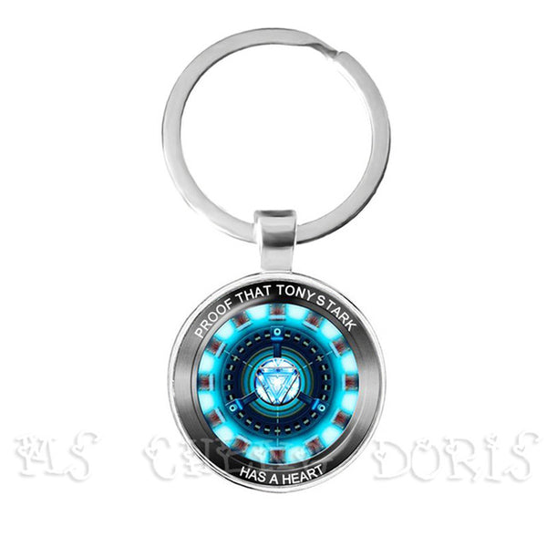 Glass Cabochon Pendant Marvel Iron Man Tony Stark Arc Reactor Keychains The Avengers 4 Endgame Quantum Realm Film Souvenir