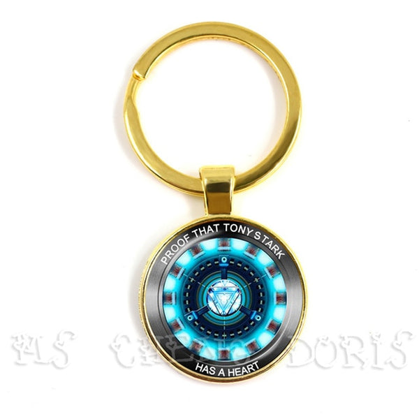 Glass Cabochon Pendant Marvel Iron Man Tony Stark Arc Reactor Keychains The Avengers 4 Endgame Quantum Realm Film Souvenir