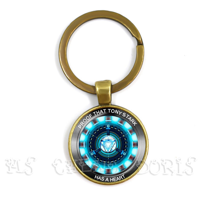 Glass Cabochon Pendant Marvel Iron Man Tony Stark Arc Reactor Keychains The Avengers 4 Endgame Quantum Realm Film Souvenir