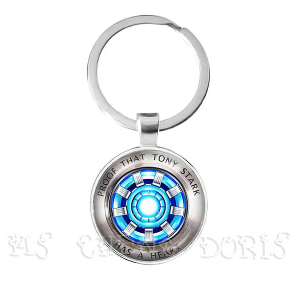 Glass Cabochon Pendant Marvel Iron Man Tony Stark Arc Reactor Keychains The Avengers 4 Endgame Quantum Realm Film Souvenir