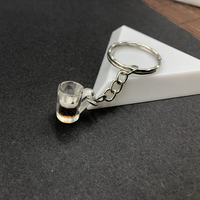 2019 New Women/Men's Fashion Handmade Resin Mineral water bottles Wine Bottle Key Chains Key Rings Alloy Charms Gifts Wholesale