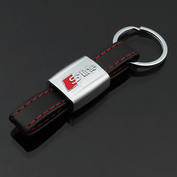 Applicable to Audi series car keychain Leather R Rs Sline AMG M tricolor Car model car keychain Pendant Q15