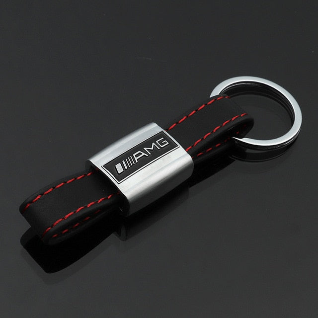 Applicable to Audi series car keychain Leather R Rs Sline AMG M tricolor Car model car keychain Pendant Q15