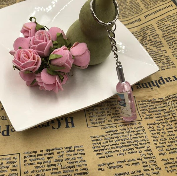 Fashion New Women/Men's Fashion Handmade Resin Wine Bottle Key Chains charm Key Rings Alloy Charms Gifts Wholesale