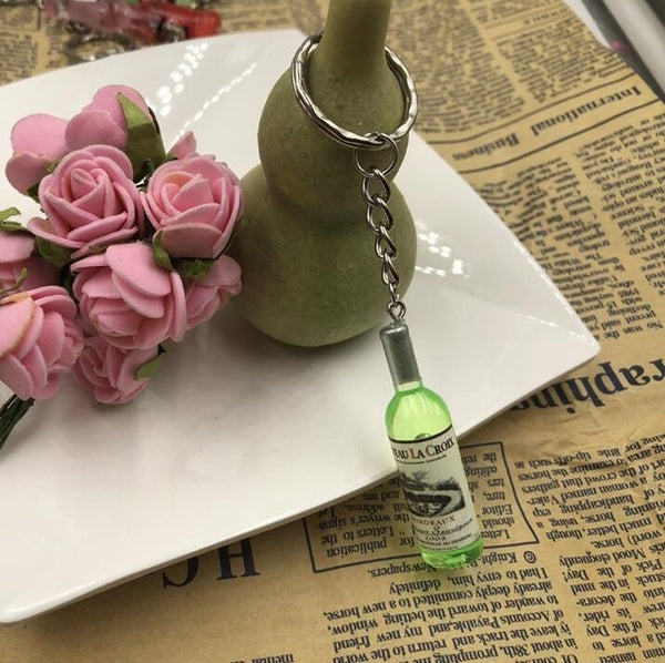 Fashion New Women/Men's Fashion Handmade Resin Wine Bottle Key Chains charm Key Rings Alloy Charms Gifts Wholesale