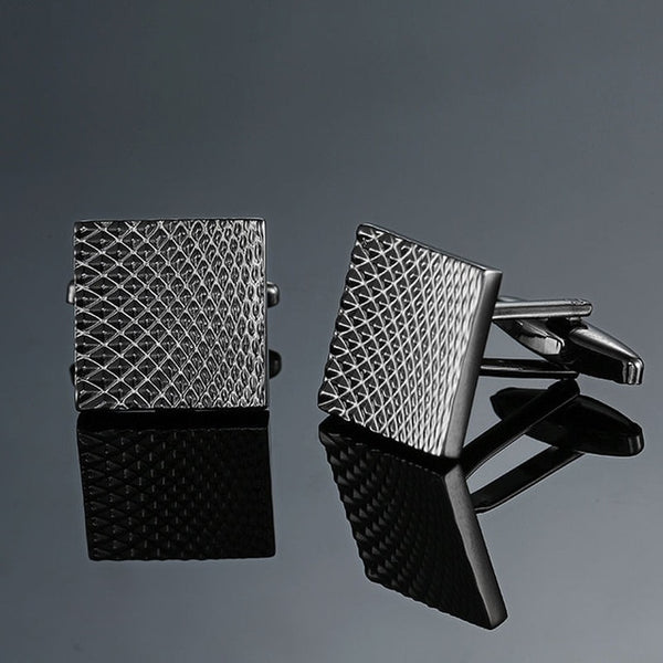 Copper quality enamel square stripes gold silver black flower cufflinks Top brand men's French shirt cufflinks