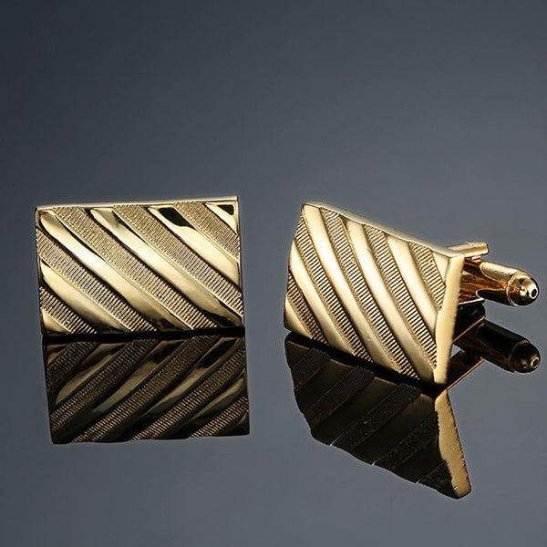 Copper quality enamel square stripes gold silver black flower cufflinks Top brand men's French shirt cufflinks