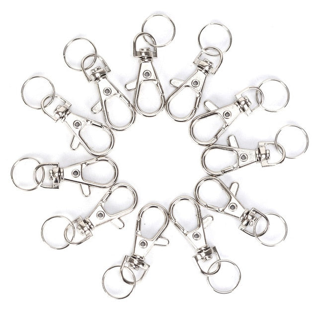 Polished Silver Color 25mm Keyring Keychain Split Ring with Short Chain Key Rings Women Men DIY Key Chains Accessories 50pcs