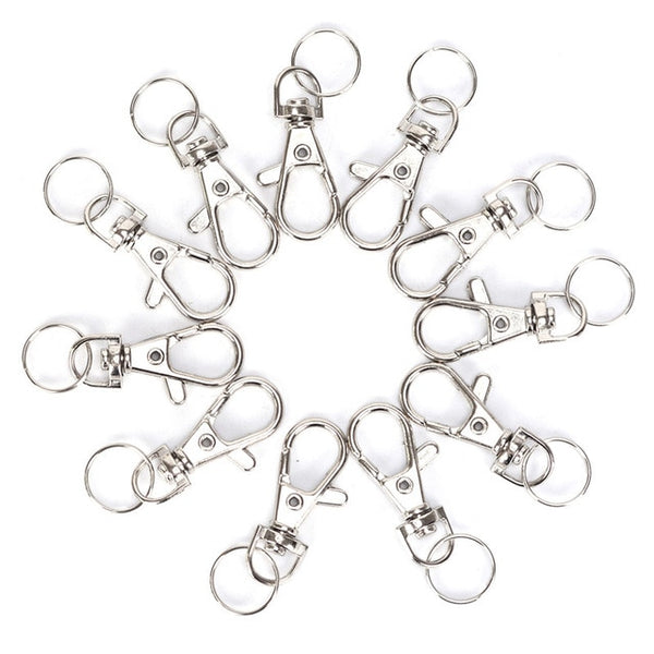 Polished Silver Color 25mm Keyring Keychain Split Ring with Short Chain Key Rings Women Men DIY Key Chains Accessories 50pcs