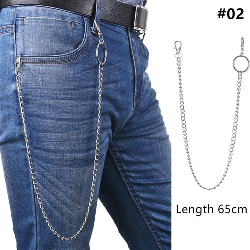 1PC Long Trousers Hipster Key Chains Punk Street Big Ring Key Chain Metal Wallet Belt Chain Pant Keychain Unisex HipHop Jewelry