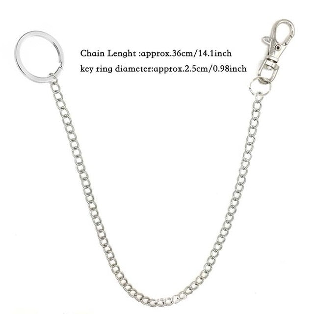 MMEIER Metal Trousers Pant chain Wallet Belt Rock Punk Jeans Keychain Silver Ring Clip Keyring HipHop Trendy Jewelry 2019 new
