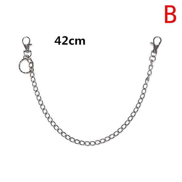 18/38/65cm Rock Punk Long Metal Wallet Belt Chain Trousers Hipster Pant Jean Keychain Silver Ring Clip Keyring HipHop Jewelry