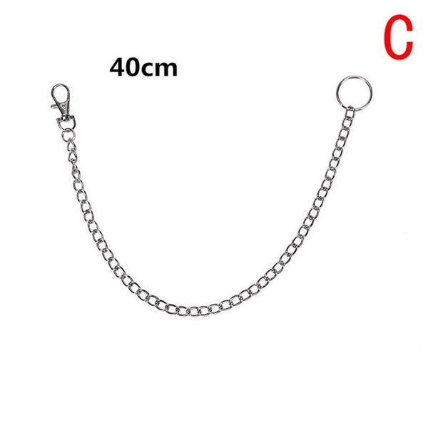 18/38/65cm Rock Punk Long Metal Wallet Belt Chain Trousers Hipster Pant Jean Keychain Silver Ring Clip Keyring HipHop Jewelry