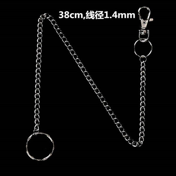18/38/65cm Rock Punk Long Metal Wallet Belt Chain Trousers Hipster Pant Jean Keychain Silver Ring Clip Keyring HipHop Jewelry