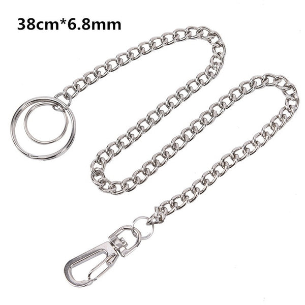 18/38/65cm Rock Punk Long Metal Wallet Belt Chain Trousers Hipster Pant Jean Keychain Silver Ring Clip Keyring HipHop Jewelry