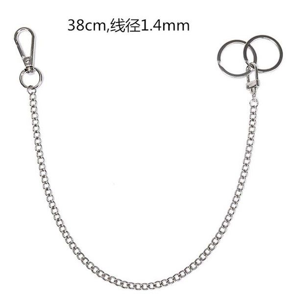 18/38/65cm Rock Punk Long Metal Wallet Belt Chain Trousers Hipster Pant Jean Keychain Silver Ring Clip Keyring HipHop Jewelry