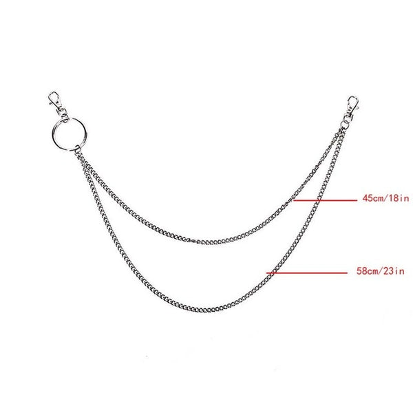 18/38/65cm Rock Punk Long Metal Wallet Belt Chain Trousers Hipster Pant Jean Keychain Silver Ring Clip Keyring HipHop Jewelry