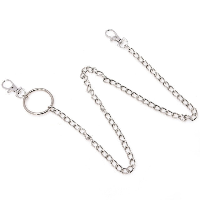 18/38/65cm Rock Punk Long Metal Wallet Belt Chain Trousers Hipster Pant Jean Keychain Silver Ring Clip Keyring HipHop Jewelry