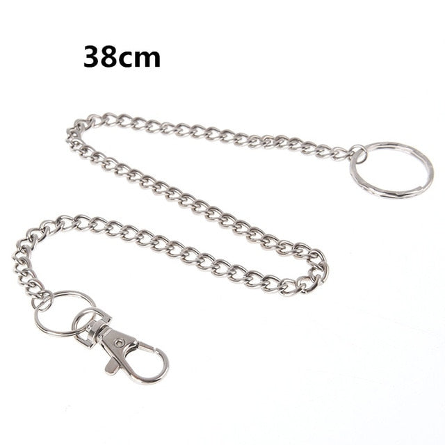 18/38/65cm Rock Punk Long Metal Wallet Belt Chain Trousers Hipster Pant Jean Keychain Silver Ring Clip Keyring HipHop Jewelry