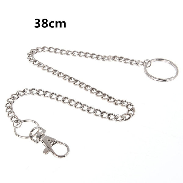 18/38/65cm Rock Punk Long Metal Wallet Belt Chain Trousers Hipster Pant Jean Keychain Silver Ring Clip Keyring HipHop Jewelry
