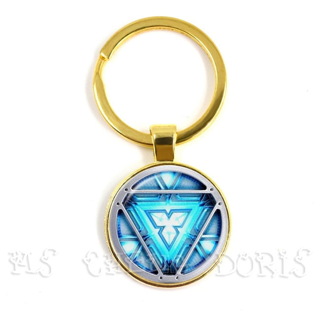 Glass Cabochon Pendant Marvel Iron Man Tony Stark Arc Reactor Keychains The Avengers 4 Endgame Quantum Realm Film Souvenir
