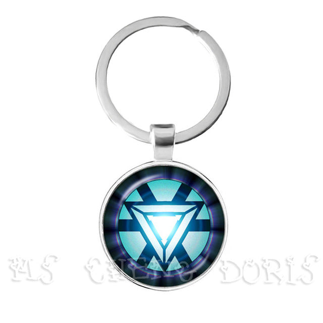 Glass Cabochon Pendant Marvel Iron Man Tony Stark Arc Reactor Keychains The Avengers 4 Endgame Quantum Realm Film Souvenir