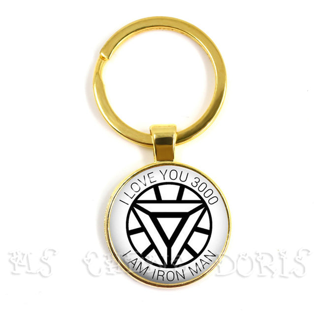 Glass Cabochon Pendant Marvel Iron Man Tony Stark Arc Reactor Keychains The Avengers 4 Endgame Quantum Realm Film Souvenir