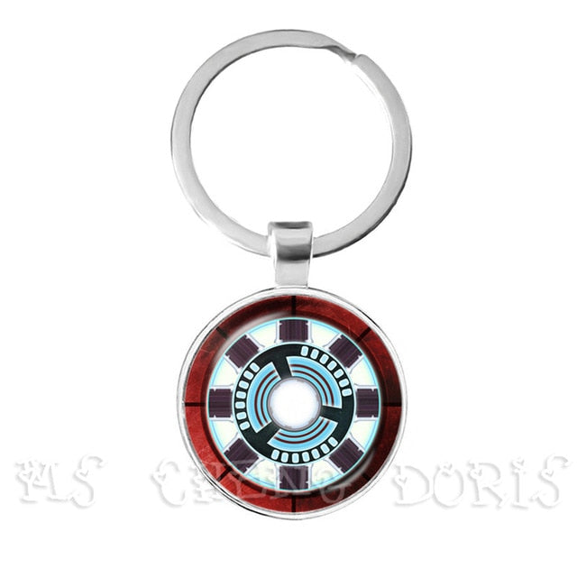 Glass Cabochon Pendant Marvel Iron Man Tony Stark Arc Reactor Keychains The Avengers 4 Endgame Quantum Realm Film Souvenir